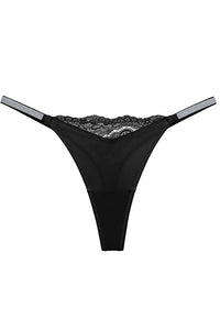 Willluxe® Plus-size crystal lace thong – high-cut ice silk T-back