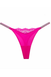 Willluxe® Plus-size crystal lace thong – high-cut ice silk T-back