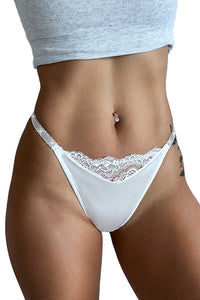 Willluxe® Plus-size crystal lace thong – high-cut ice silk T-back