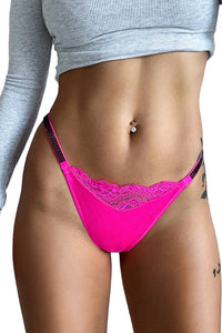 Willluxe® Plus-size crystal lace thong – high-cut ice silk T-back