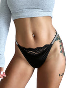 Willluxe® Plus-size crystal lace thong – high-cut ice silk T-back