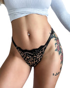 Willluxe® Plus-size crystal lace thong – high-cut ice silk T-back
