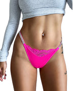 Willluxe® Plus-size crystal lace thong – high-cut ice silk T-back