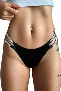 Willluxe® Plus-Size Rhinestone Double Strap High-Cut Ice Silk Panty