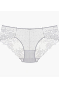 Willluxe® Whisper Sheer Dotted Mesh & Floral Lace Low-Rise Panties