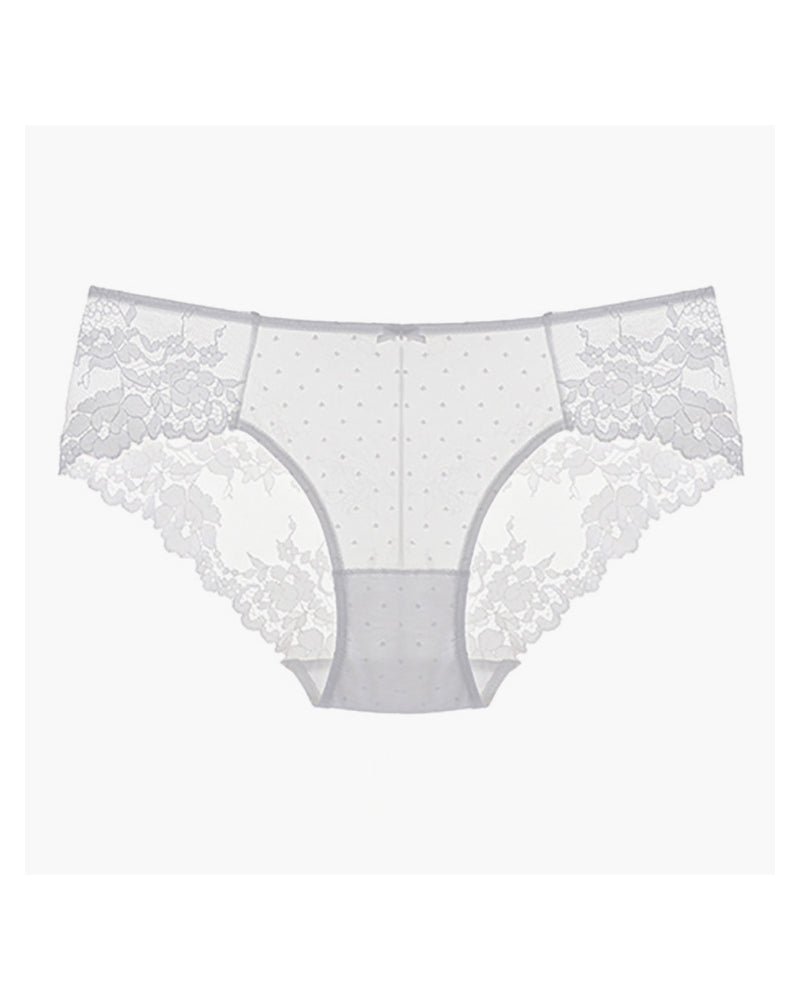 Willluxe® Whisper Sheer Dotted Mesh & Floral Lace Low-Rise Panties