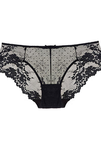 Willluxe® Whisper Sheer Dotted Mesh & Floral Lace Low-Rise Panties