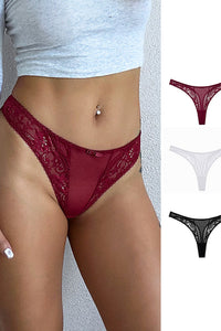 Willluxe® Romantic Sheer Mesh & Lace Thong Panty