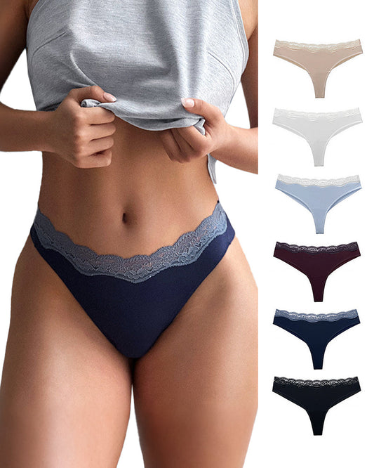 WILLLUXE® Lace High Cut Color Block Thong