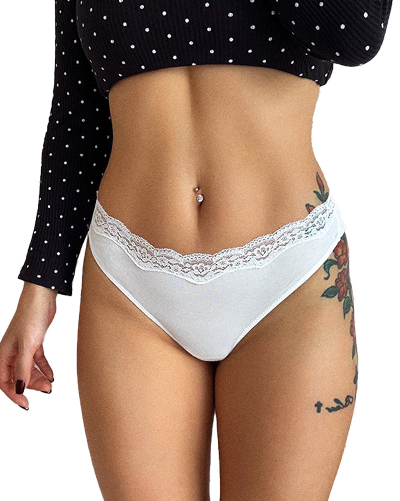 Willluxe® Lace High Cut Color Block Thong