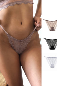 Willluxe® Sheer Floral Lace Strappy Cheeky Panties