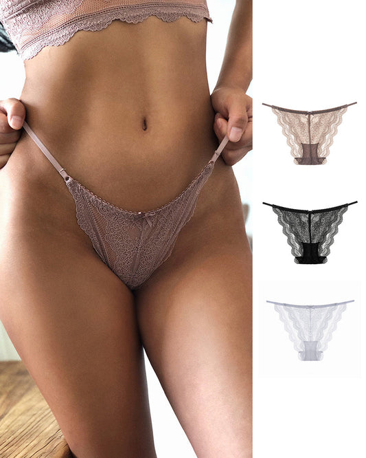 WILLLUXE® Sheer Floral Lace Strappy Cheeky Panties