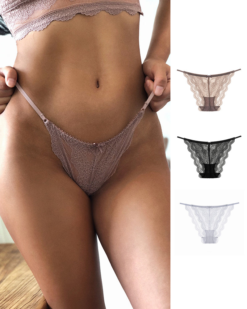 Willluxe® Sheer Floral Lace Strappy Cheeky Panties