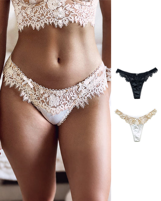 WILLLUXE® Eyelash Lace Satin Silky Sensual Panty