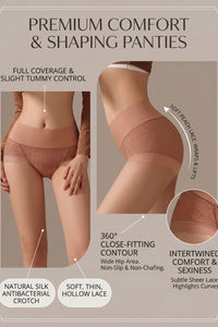 Willluxe® Soft Lace High-Waisted Seamless Tummy Control Panties