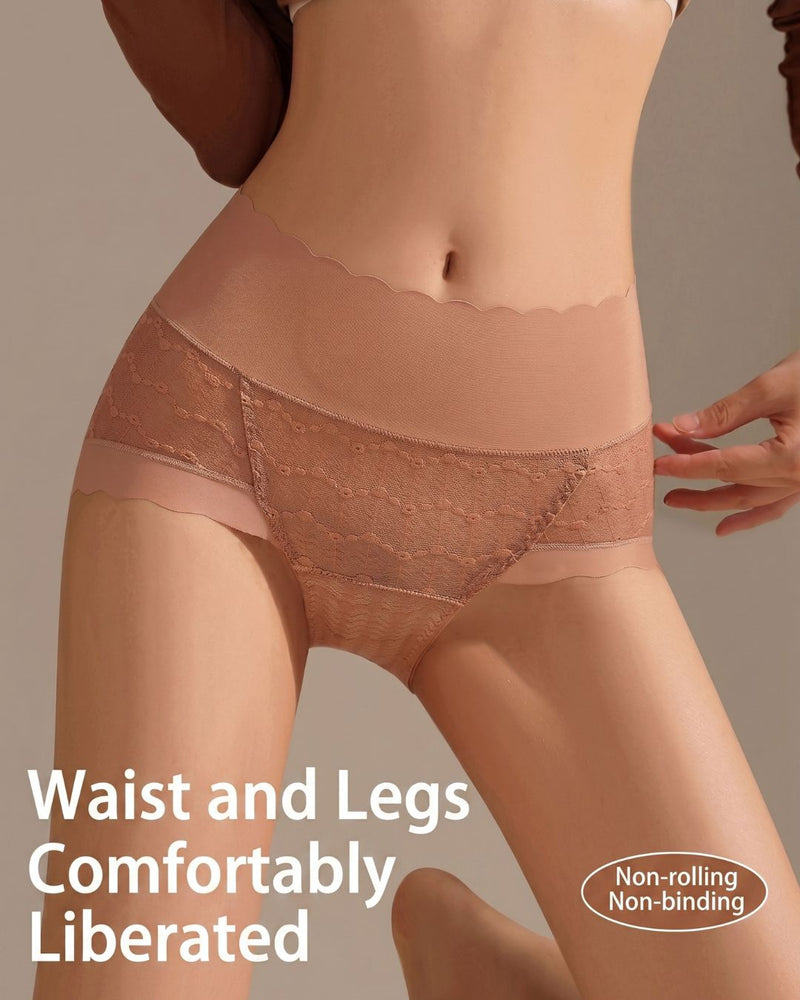 Willluxe® Soft Lace High-Waisted Seamless Tummy Control Panties