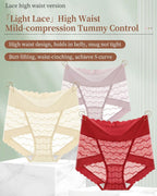 Willluxe® Soft Lace High-Waisted Seamless Tummy Control Panties