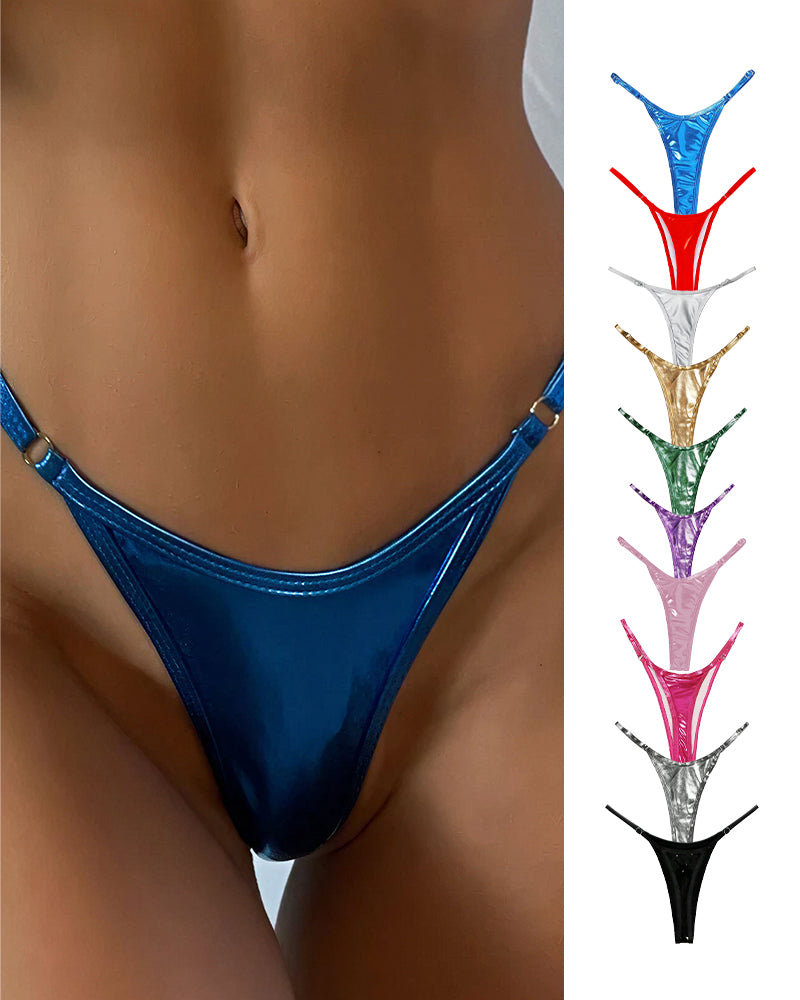 Willluxe® Metallic Adjustable Low-Cut Thong