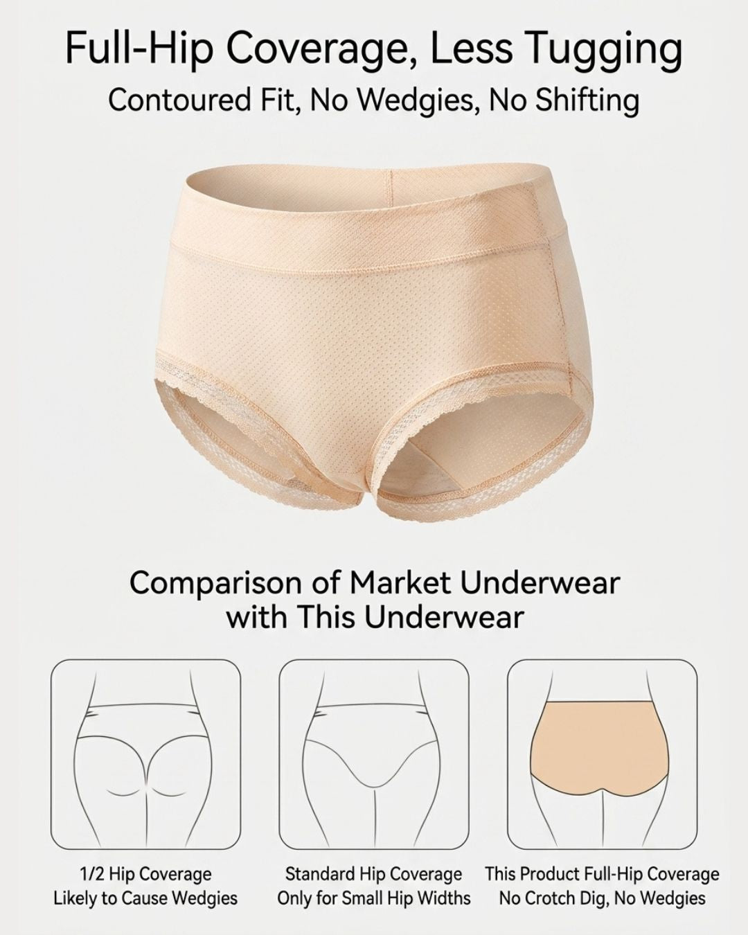 Willluxe® Lace Trim Breathable Tummy Control Panties