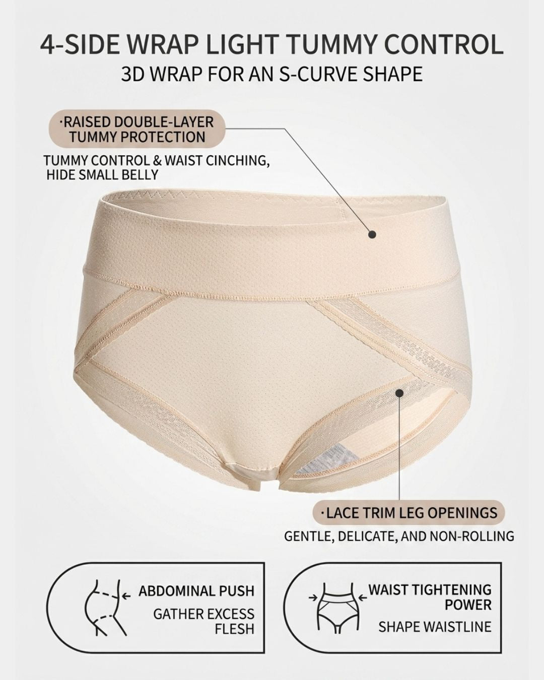 Willluxe® Lace Trim Breathable Tummy Control Panties