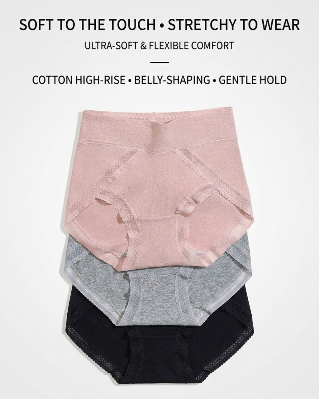 Willluxe® Lace Trim Breathable Tummy Control Panties