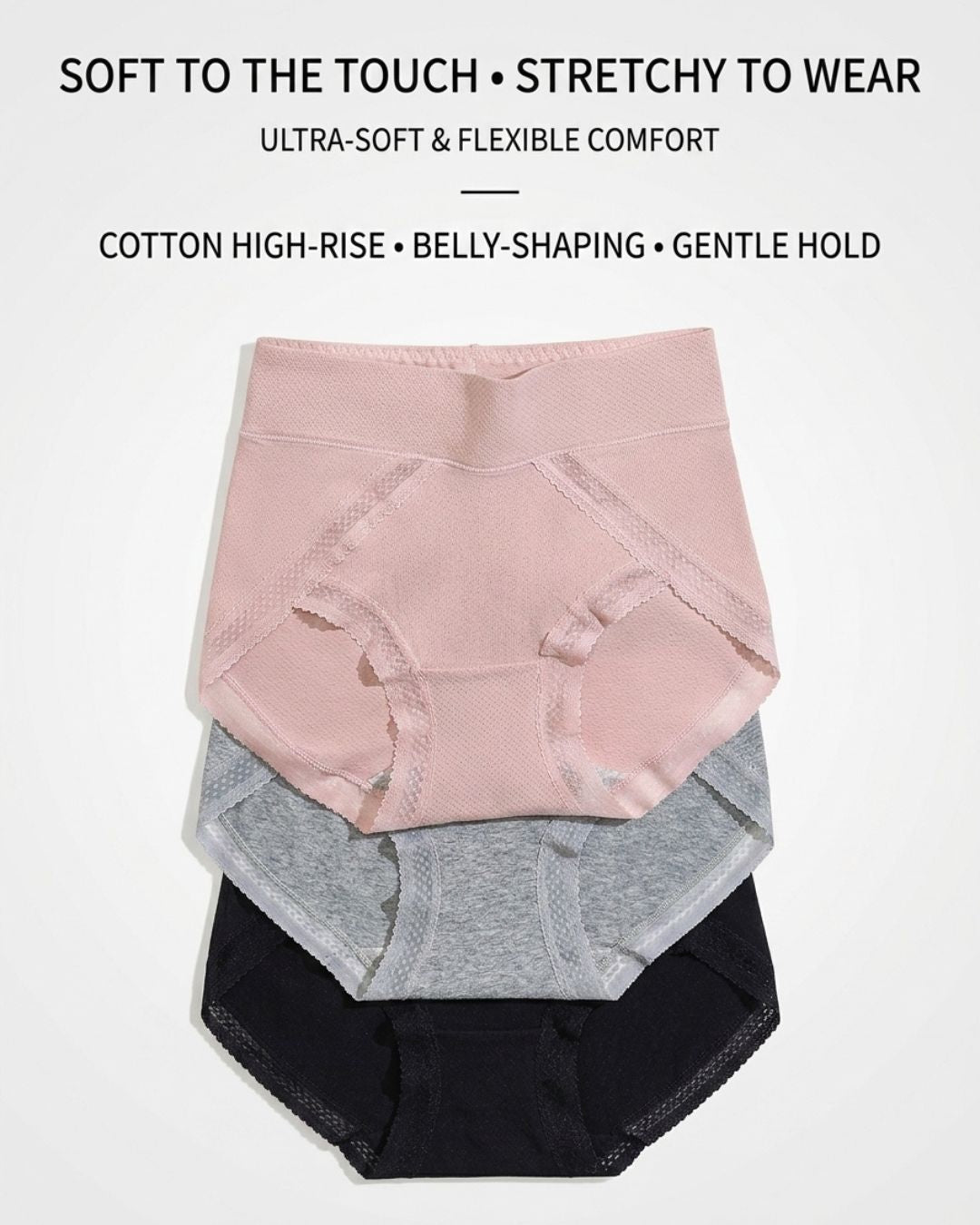 Willluxe® Lace Trim Breathable Tummy Control Panties