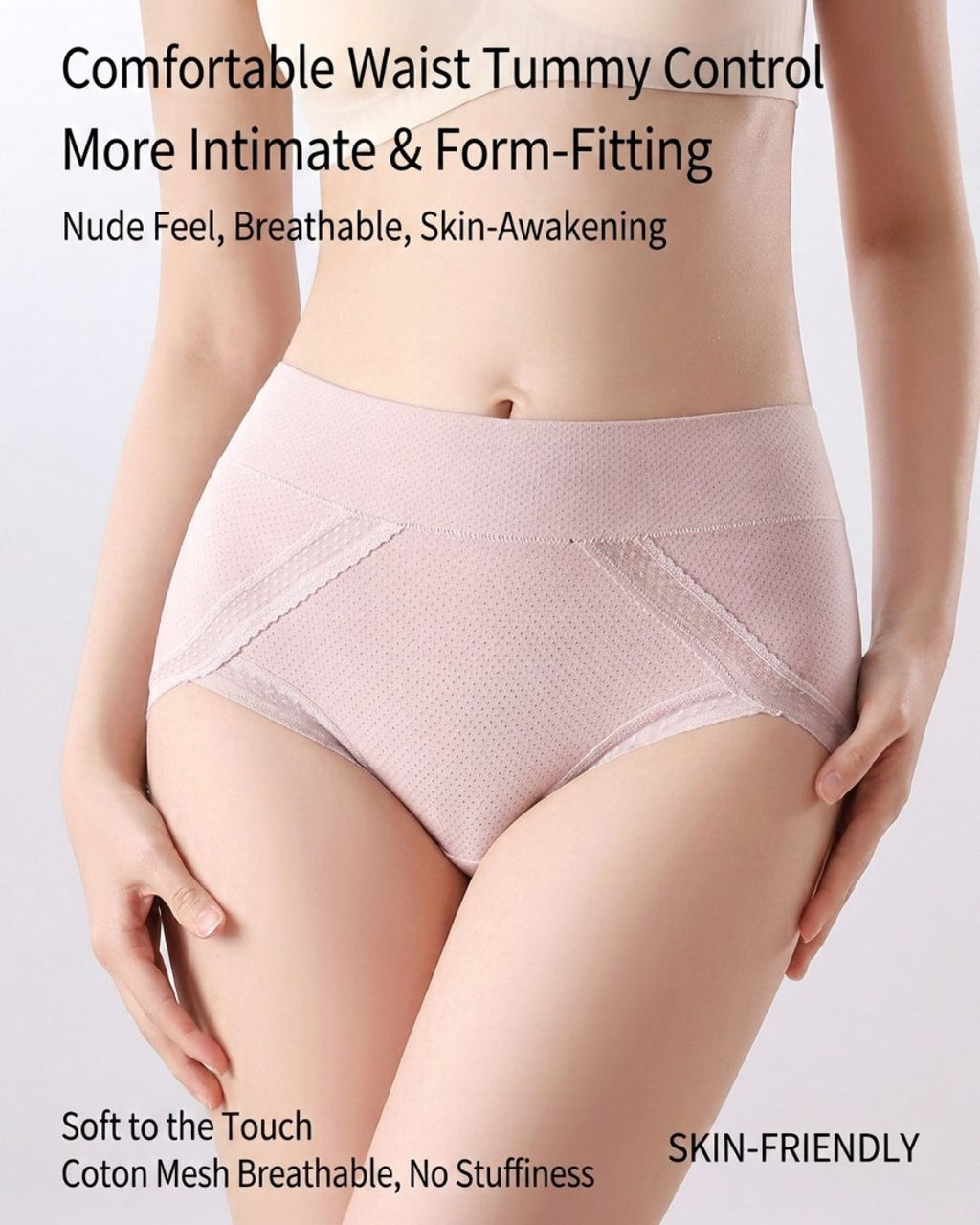 Willluxe® Lace Trim Breathable Tummy Control Panties
