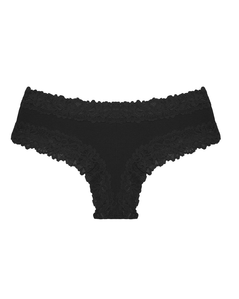 Willluxe® Lace Trim Ribbed Low-Rise Panties