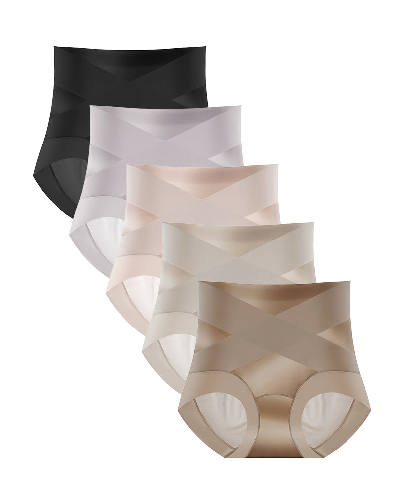 Willluxe® High-Waist Cross Compression Shaping Panties (5 Pack)
