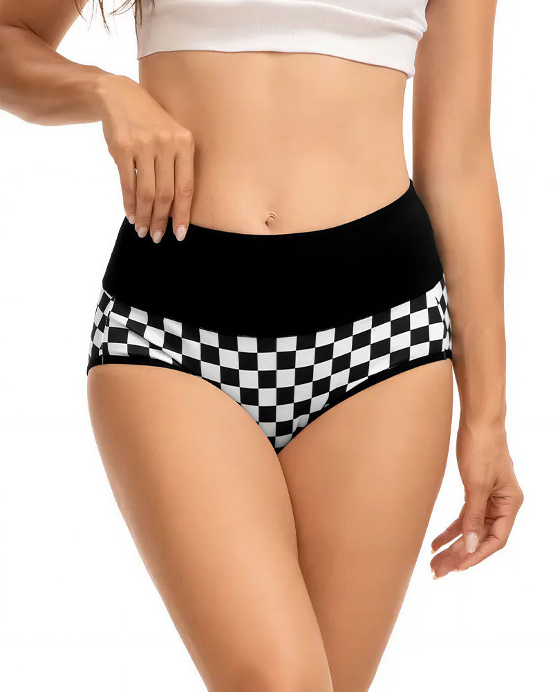 Willluxe® High-Waisted Checkerboard Briefs