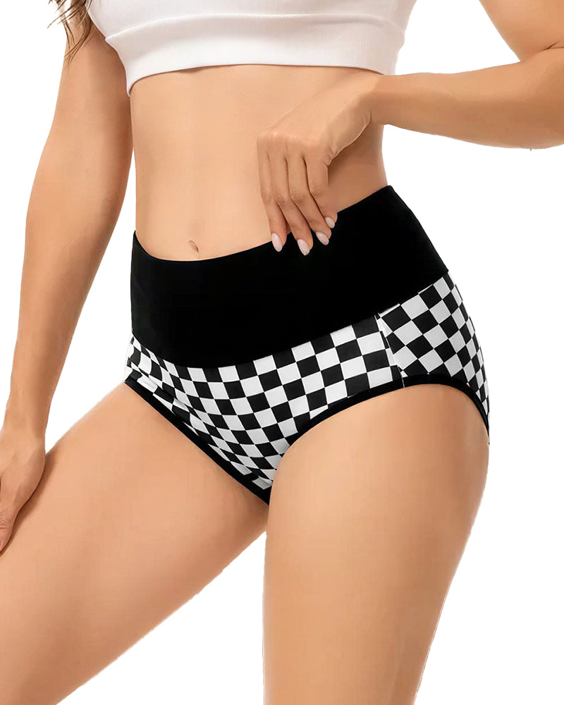 Willluxe® High-Waisted Checkerboard Briefs
