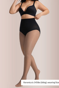 Willluxe® Semi-Sheer Black High-Waist Shaping Tights – Thin & Fleece-Lined