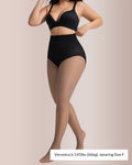 Willluxe® Semi-Sheer Black High-Waist Shaping Tights – Thin & Fleece-Lined