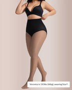Willluxe® Semi-Sheer Black High-Waist Shaping Tights – Thin & Fleece-Lined