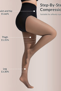 Willluxe® Semi-Sheer Black High-Waist Shaping Tights – Thin & Fleece-Lined