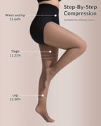 Willluxe® Semi-Sheer Black High-Waist Shaping Tights – Thin & Fleece-Lined