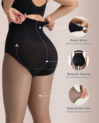 Willluxe® Semi-Sheer Black High-Waist Shaping Tights – Thin & Fleece-Lined