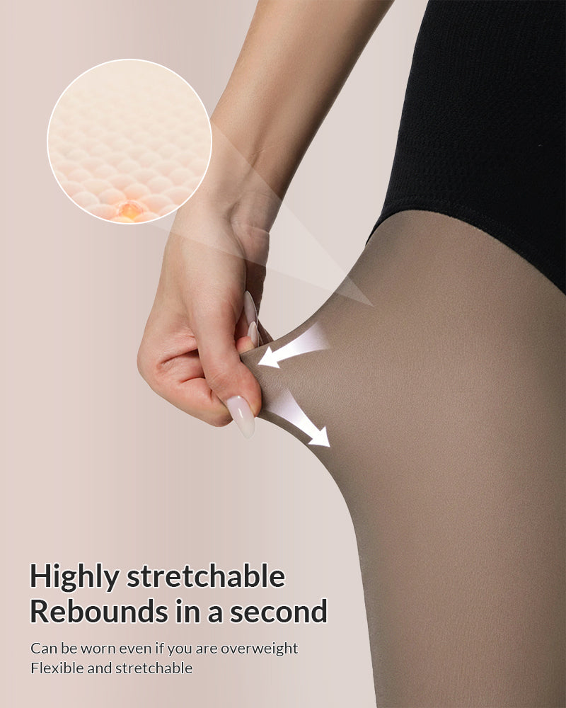 Willluxe® Semi-Sheer Black High-Waist Shaping Tights – Thin & Fleece-Lined