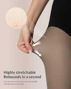 Willluxe® Semi-Sheer Black High-Waist Shaping Tights – Thin & Fleece-Lined