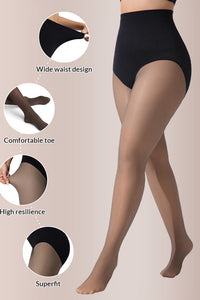 Willluxe® Semi-Sheer Black High-Waist Shaping Tights – Thin & Fleece-Lined