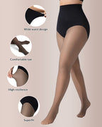 Willluxe® Semi-Sheer Black High-Waist Shaping Tights – Thin & Fleece-Lined