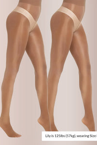 Willluxe® Ultra Sheer High-Waist Glossy Tights (2 Pack)