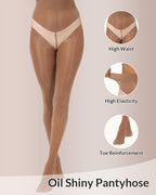 Willluxe® Ultra Sheer High-Waist Glossy Tights (2 Pack)