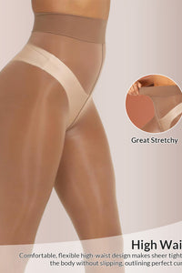 Willluxe® Ultra Sheer High-Waist Glossy Tights (2 Pack)