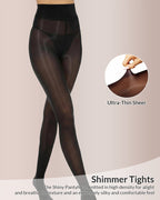 Willluxe® Ultra Sheer High-Waist Glossy Tights (2 Pack)