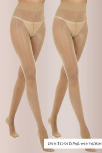 Willluxe® Ultra Sheer High-Waist Glossy Tights (2 Pack)