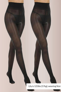 Willluxe® Ultra Sheer High-Waist Glossy Tights (2 Pack)