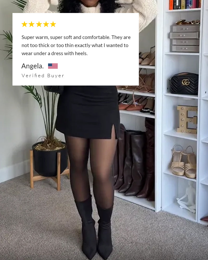 WILLLUXE® Semi-Transparent Single Seam Fleece Lined Tights