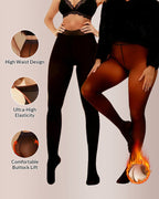 Willluxe® Semi-Sheer Single Seam Fleece Lined Tights