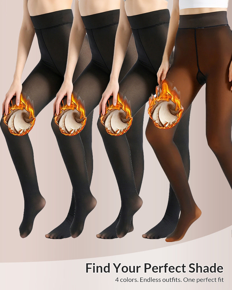 WILLLUXE® Semi-Transparent Single Seam Fleece Lined Tights